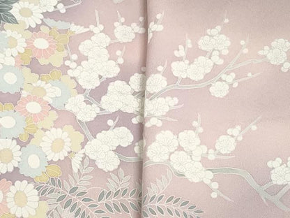 平和屋着物▼付下げ　解き反物　着尺　八掛付き　刺繍　花籠文　暈し染め　逸品　DABG9204we