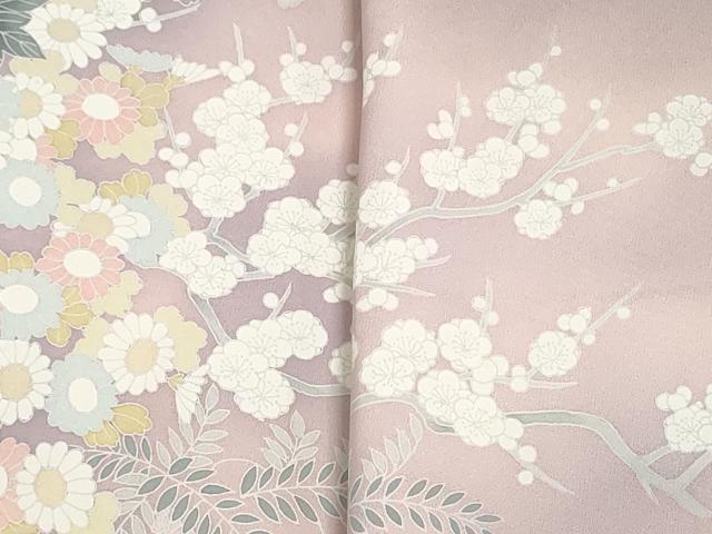 平和屋着物▼付下げ　解き反物　着尺　八掛付き　刺繍　花籠文　暈し染め　逸品　DABG9204we
