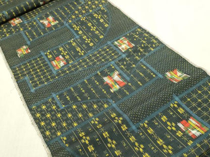 平和屋着物▼紬　反物　着尺　幾何学文様　逸品　未使用　DABG9240we