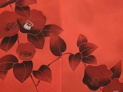 平和屋着物▼羽織・コート　解き反物　羽尺　刺繍　枝椿　逸品　DABG9245we