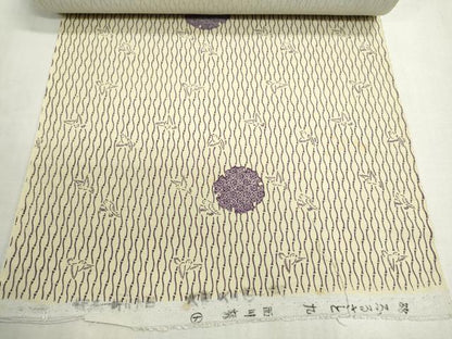 平和屋着物▼小紋　反物　着尺　雪輪飛鳥文　逸品　未使用　DABG9275we