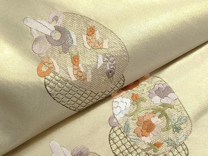 平和屋着物▼名古屋帯　帯反物　総刺繍　仕覆吉祥文　金糸　逸品　未使用　DABG9295we