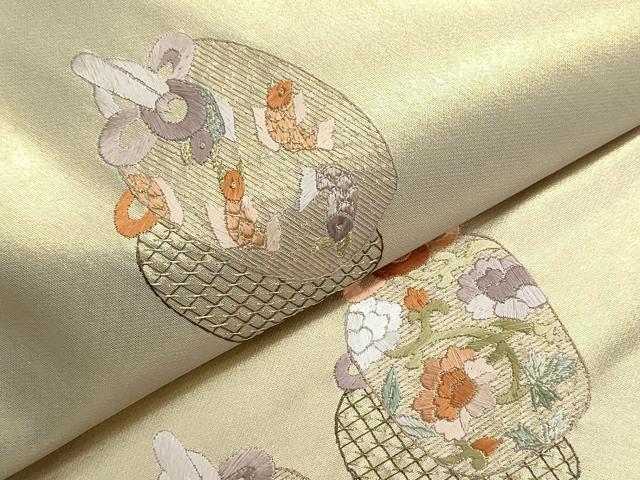平和屋着物▼名古屋帯　帯反物　総刺繍　仕覆吉祥文　金糸　逸品　未使用　DABG9295we