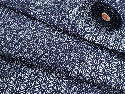 平和屋着物＊夏物　浴衣　反物　着尺　東京本染　麻の葉切嵌花文　伊勢丹扱い　綿　未使用　DABG9317we
