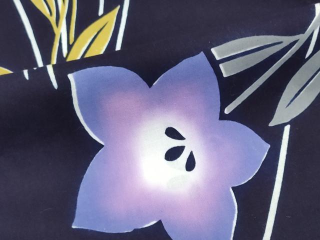 平和屋着物＊夏物　竺仙鑑製　浴衣　反物　着尺　桔梗　証紙付き　綿　逸品　未使用　DABG9350we