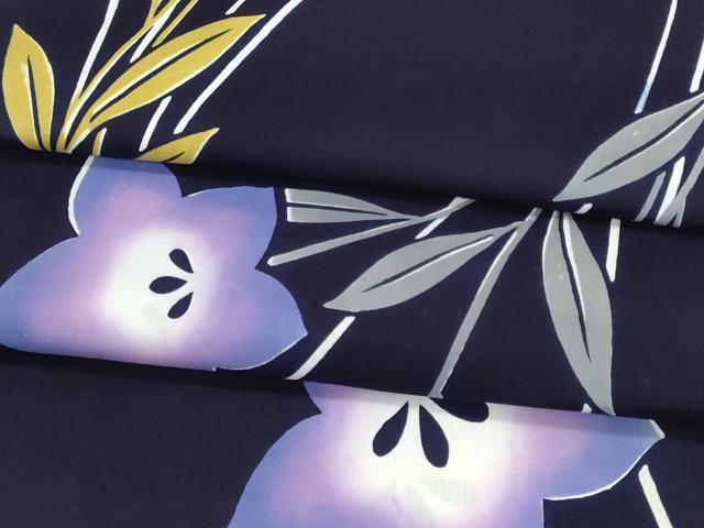 平和屋着物＊夏物　竺仙鑑製　浴衣　反物　着尺　桔梗　証紙付き　綿　逸品　未使用　DABG9350we