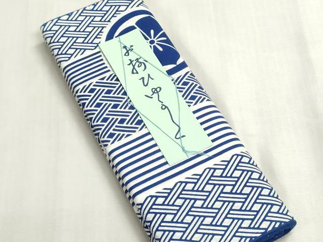 平和屋着物＊夏物　浴衣　反物　着尺　注染　梨園染　籠目　丸に桔梗　綿　逸品　未使用　DABG9361we