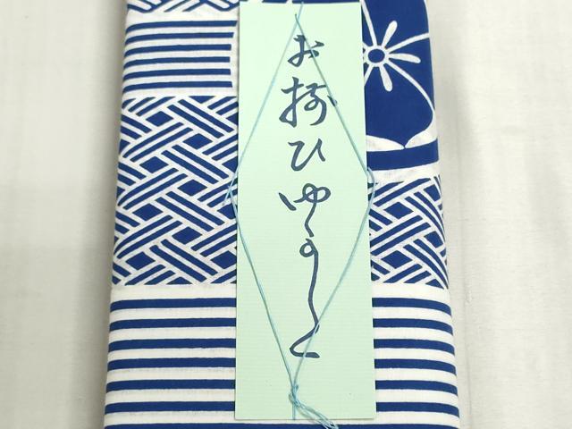 平和屋着物＊夏物　浴衣　反物　着尺　注染　梨園染　籠目　丸に桔梗　綿　逸品　未使用　DABG9361we