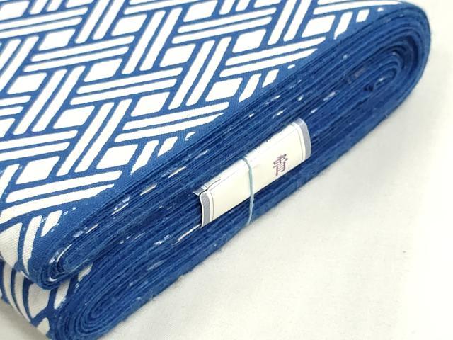 平和屋着物＊夏物　浴衣　反物　着尺　注染　梨園染　籠目　丸に桔梗　綿　逸品　未使用　DABG9361we