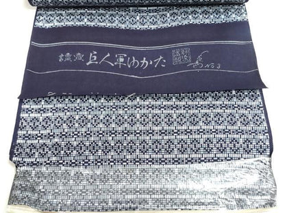 平和屋着物＊夏物　男性　浴衣　読売巨人軍　反物　着尺　注染　幾何学文様　綿　逸品　未使用　DABG9368we