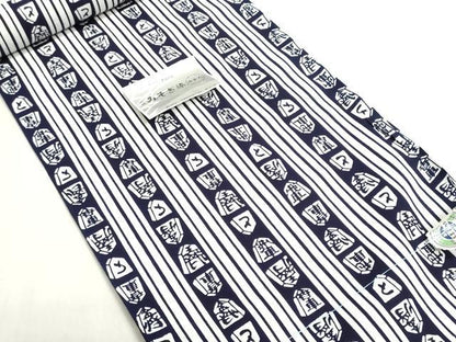 平和屋着物＊夏物　浴衣　反物　着尺　注染　みそぎ染　将棋駒　綿　逸品　未使用　DABG9371we