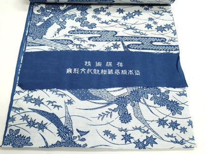 平和屋着物＊夏物　浴衣　反物　着尺　綿絽　無形文化財長板染　鹿の子草花文　綿　逸品　未使用　DABG9389we