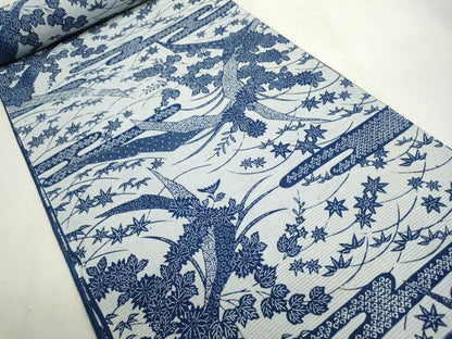 平和屋着物＊夏物　浴衣　反物　着尺　綿絽　無形文化財長板染　鹿の子草花文　綿　逸品　未使用　DABG9389we