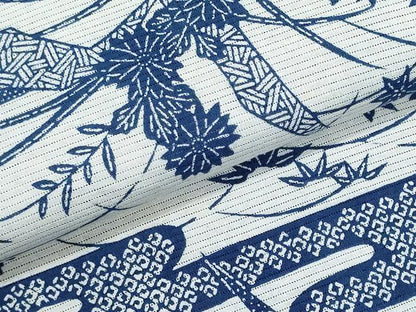 平和屋着物＊夏物　浴衣　反物　着尺　綿絽　無形文化財長板染　鹿の子草花文　綿　逸品　未使用　DABG9389we
