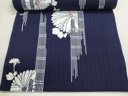 平和屋着物＊夏物　世界的ファッションデザイナー　山本寛斎　kansaiブランド　浴衣　反物　着尺　注染　菊　綿　逸品　未使用　DABG9418we