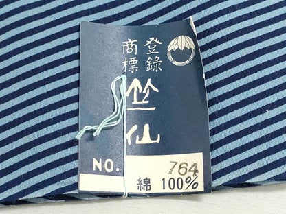 平和屋着物＊夏物　竺仙鑑製　浴衣　反物　着尺　斜縞　証紙付き　綿　逸品　未使用　DABG9424we