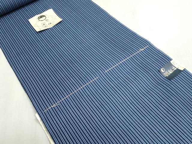平和屋着物＊夏物　竺仙鑑製　浴衣　反物　着尺　縞　証紙付き　綿　逸品　未使用　DABG9456we