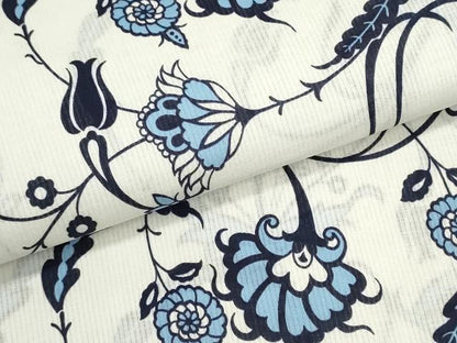 平和屋着物＊夏物　浴衣　反物　着尺　綿絽 縦絽　更紗花文　クインサイズ　綿　逸品　未使用　DABG9463we