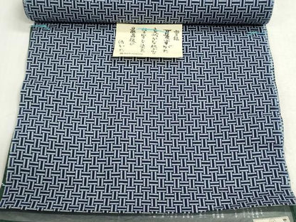 平和屋着物＊夏物　男性　浴衣　反物　着尺　注染　幾何学文様　綿　逸品　未使用　DABG9468we