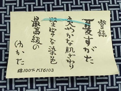 平和屋着物＊夏物　男性　浴衣　反物　着尺　注染　幾何学文様　綿　逸品　未使用　DABG9468we