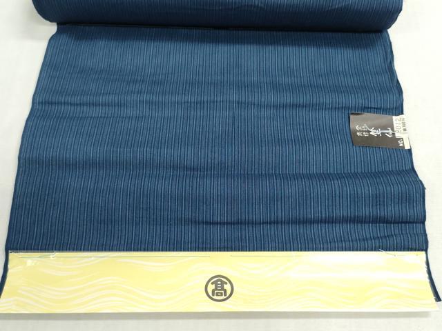 平和屋着物＊夏物　竺仙鑑製　浴衣　反物　着尺　注染　縞　高島屋扱い　証紙付き　綿　逸品　未使用　DABG9469we