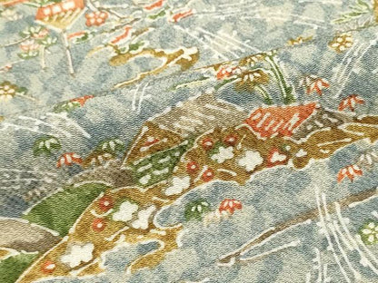 平和屋着物▼柄見本　反物　仙彩染小紋　鬼しぼ縮緬　リメイク生地　材料　逸品　未使用　DABG9479we