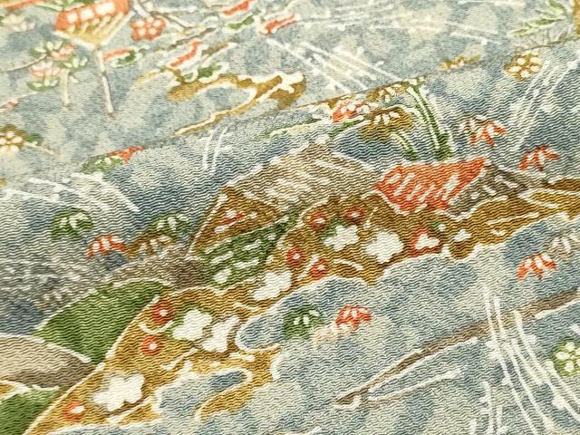 平和屋着物▼柄見本　反物　仙彩染小紋　鬼しぼ縮緬　リメイク生地　材料　逸品　未使用　DABG9479we