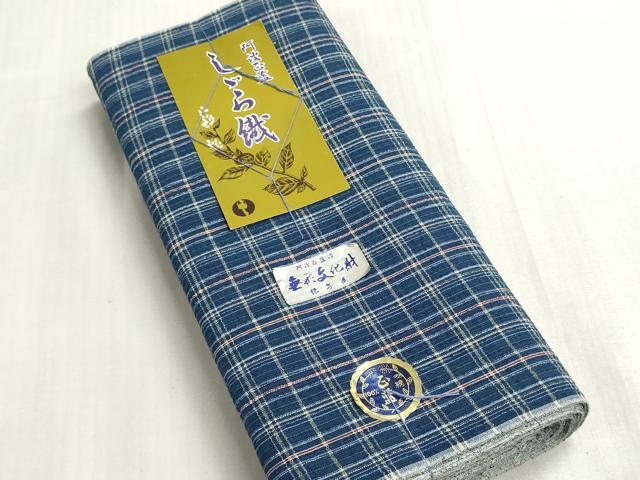 平和屋着物＊夏物　阿波しじら織　浴衣　反物　着尺　正藍染　格子　証紙付き　綿　逸品　未使用　DABG9489we