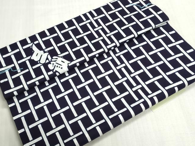平和屋着物＊夏物　浴衣　反物　着尺　注染　相撲部屋　鳴戸　格子　綿　逸品　未使用　DABG9495we
