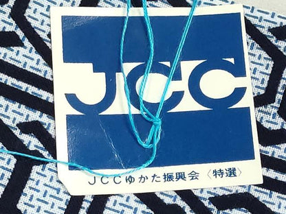 平和屋着物＊夏物　浴衣　反物　着尺　注染　幾何学間道　綿　逸品　未使用　DABG9501we