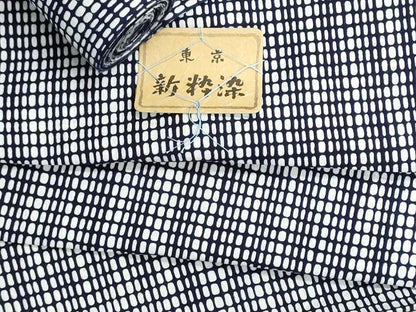 平和屋着物＊夏物　浴衣　反物　着尺　注染　東京新粋染　格子　綿　逸品　未使用　DABG9504we