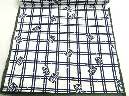 平和屋着物＊夏物　浴衣　反物　着尺　注染　がくや好み　格子　隈取り　綿　逸品　未使用　DABG9515we