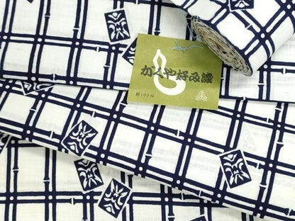 平和屋着物＊夏物　浴衣　反物　着尺　注染　がくや好み　格子　隈取り　綿　逸品　未使用　DABG9515we