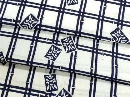 平和屋着物＊夏物　浴衣　反物　着尺　注染　がくや好み　格子　隈取り　綿　逸品　未使用　DABG9515we
