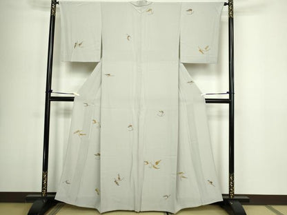 平和屋着物▽上質な小紋　単衣　舞葉文　正絹　逸品　DABG9543sf