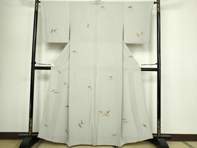 平和屋着物▽上質な小紋　単衣　舞葉文　正絹　逸品　DABG9543sf