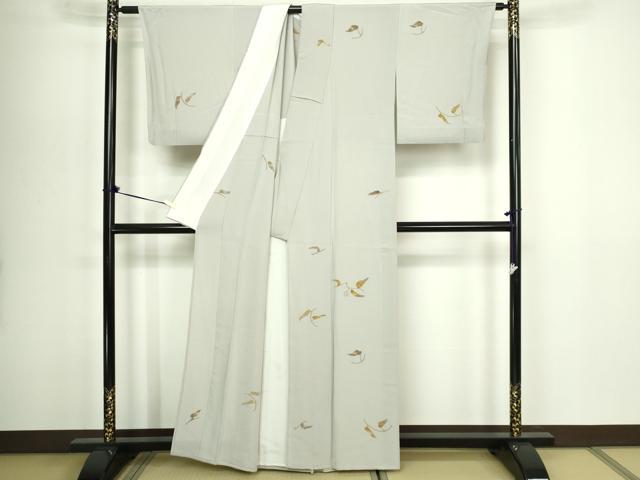 平和屋着物▽上質な小紋　単衣　舞葉文　正絹　逸品　DABG9543sf