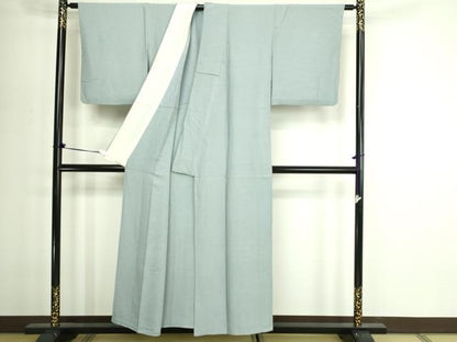 平和屋着物▽上質な色無地　単衣　唐草地紋　秘色色　正絹　逸品　DABG9552sf