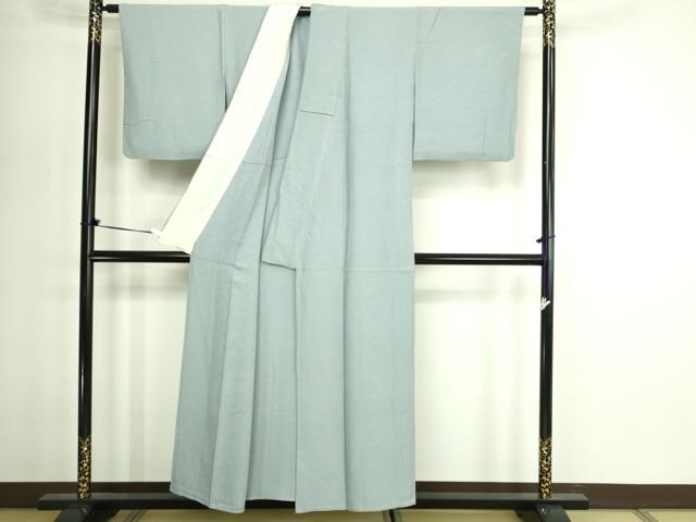 平和屋着物▽上質な色無地　単衣　唐草地紋　秘色色　正絹　逸品　DABG9552sf