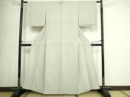平和屋着物▽上質な色無地　単衣　柳鼠色　鬼しぼ縮緬　正絹　逸品　DABG9554sf