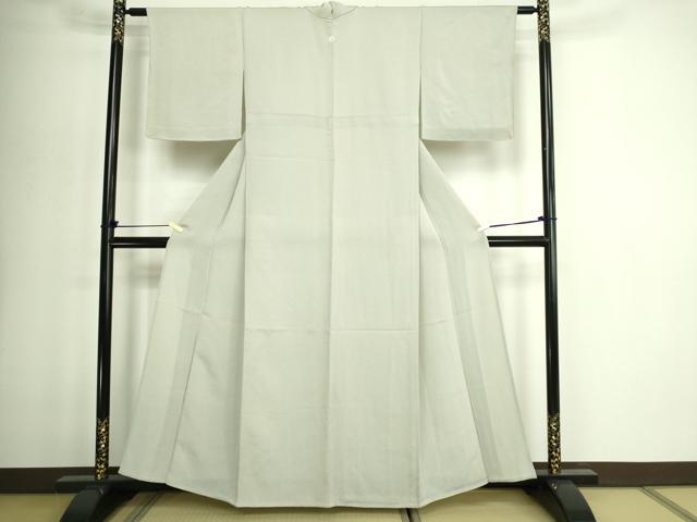 平和屋着物▽上質な色無地　単衣　柳鼠色　鬼しぼ縮緬　正絹　逸品　DABG9554sf