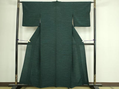 平和屋着物▽洗える最高級着物　＜英＞はなぶさ謹製　小紋　単衣　草葉文　洗える着物　DABG9556sf