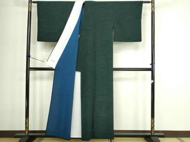 平和屋着物▽洗える最高級着物　＜英＞はなぶさ謹製　小紋　単衣　草葉文　洗える着物　DABG9556sf