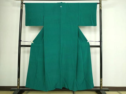 平和屋着物▽上質な色無地　単衣　鉄色　正絹　逸品　DABG9563sf