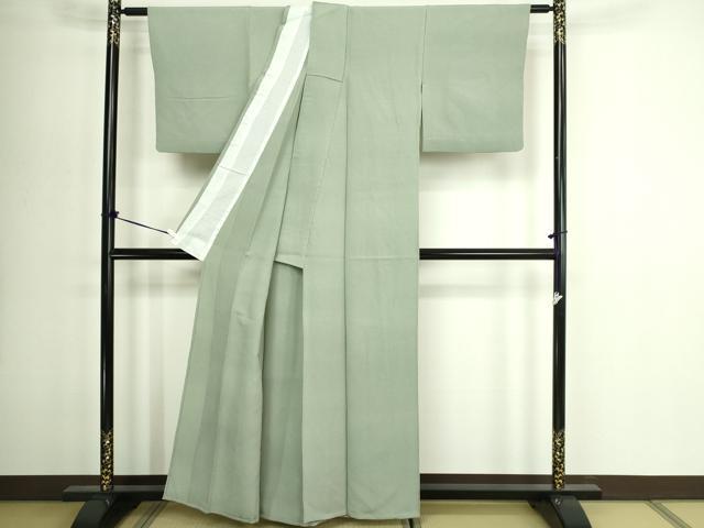 平和屋着物▽上質な色無地　単衣　山葵色　正絹　逸品　DABG9566sf