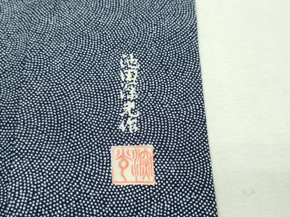 平和屋着物▽江戸小紋　単衣　鮫小紋柄　池田深光作　正絹　逸品　未使用　DABG9567sf