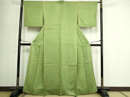 平和屋着物▽上質な小紋　単衣　よろけ縞　正絹　逸品　DABG9568sf