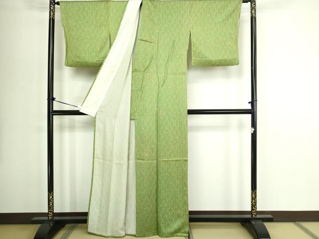 平和屋着物▽上質な小紋　単衣　よろけ縞　正絹　逸品　DABG9568sf
