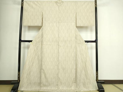 平和屋着物▽本塩沢　単衣　110亀甲　変わり間道　ロング丈　正絹　逸品　DABG9578sf