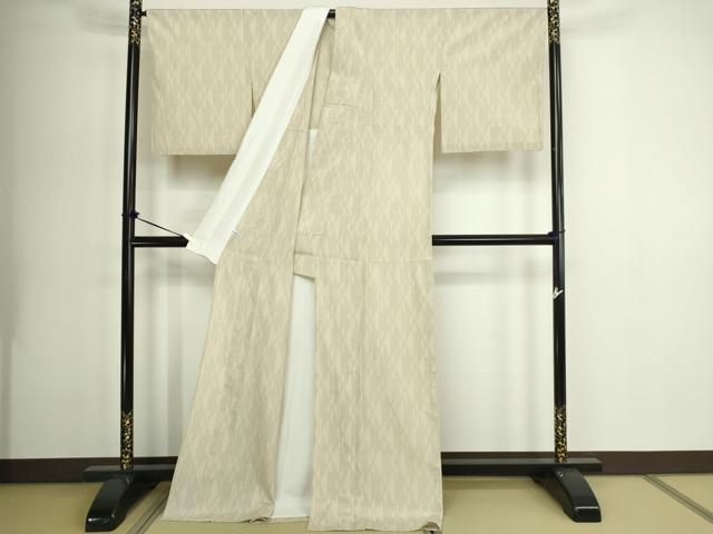 平和屋着物▽本塩沢　単衣　110亀甲　変わり間道　ロング丈　正絹　逸品　DABG9578sf